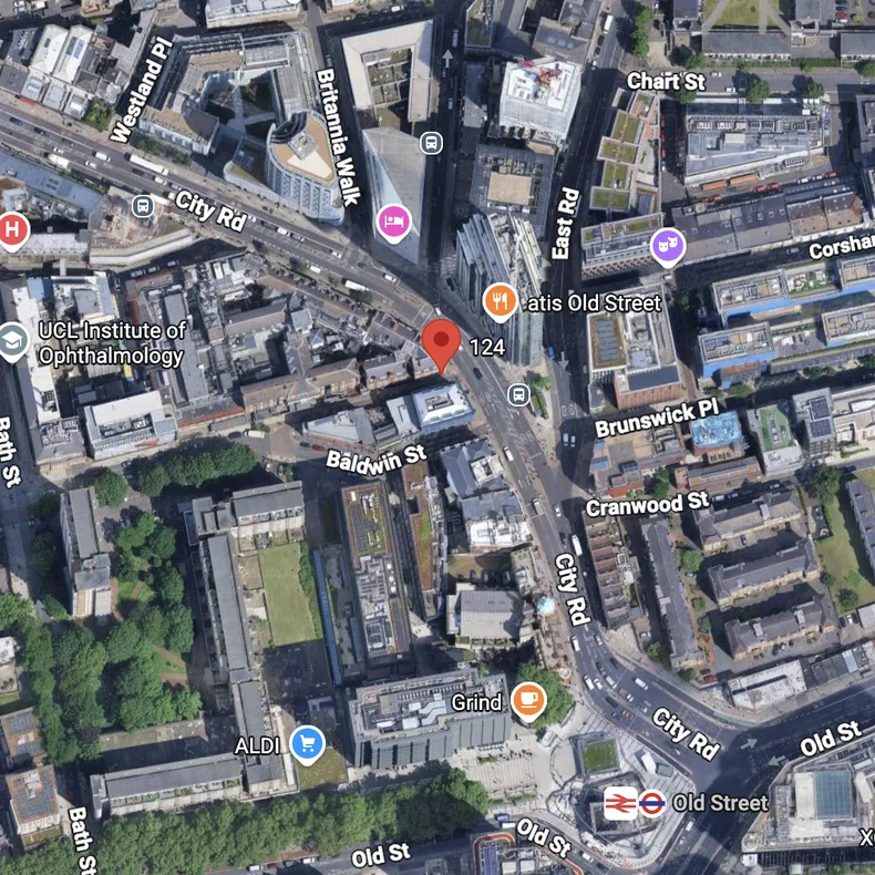 Map showing 124 City Road, London EC1V 2NX
