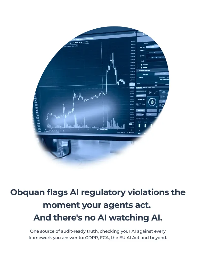 Document cover page for Obquan White Paper. The image of a time-series line graph on a computer screen.
